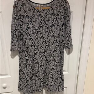 Free People Black and Gray Floral Lace Dress